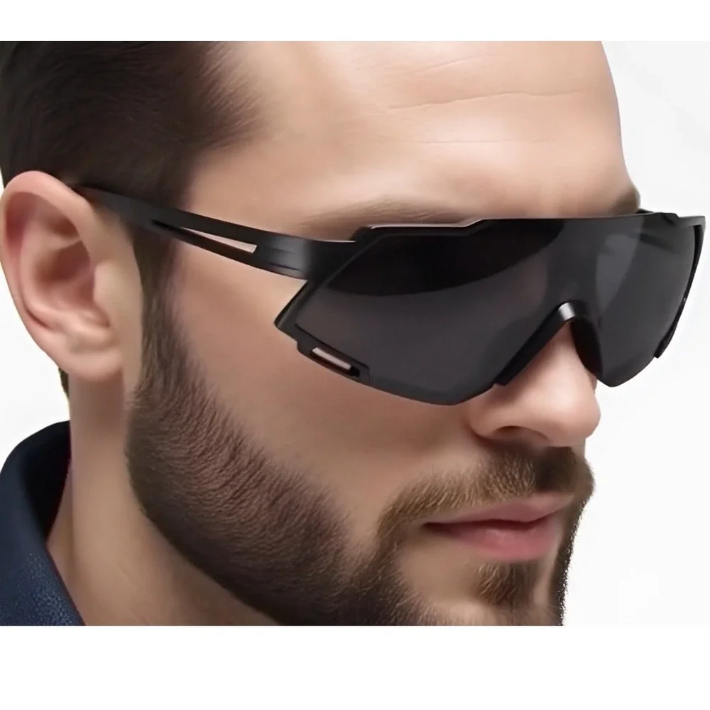 Mens Sport Sunglasses Black UV400 High Definition Multilayer Coating‎ Athletic